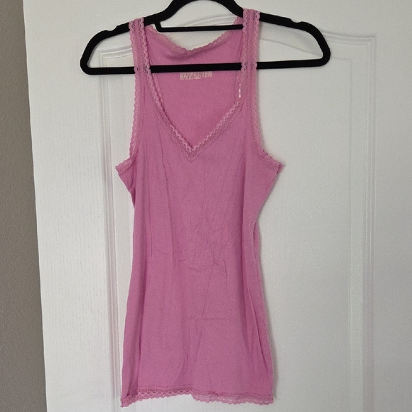 Mossimo Supply Co. Tops - Mossimo Supply Co. Pink Tank with Lace Edges Size L